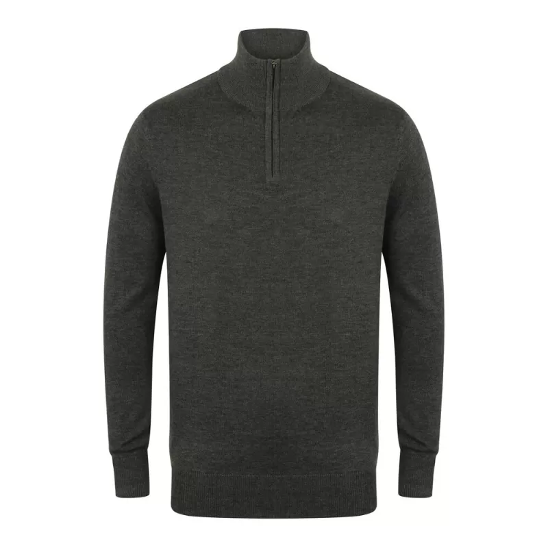 Pull col zippé en coton acrylique jauge 12, 225 g/m²