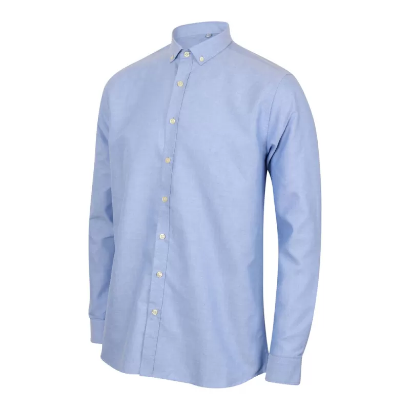 Chemise Oxford manches longues en coton infroissable, coupe droite, 150 g/m²