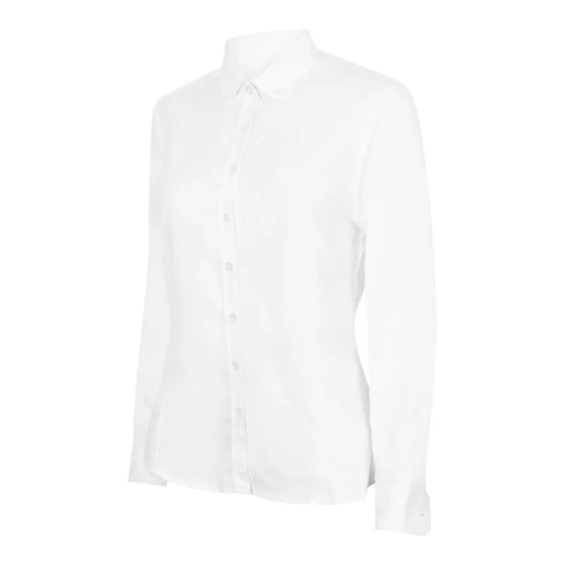 Chemise femme Oxford manches longues en coton infroissable, coupe droite, 150 g/m²
