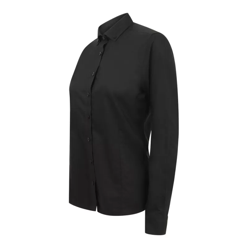 Chemise femme Oxford manches longues en coton infroissable, coupe droite, 150 g/m²