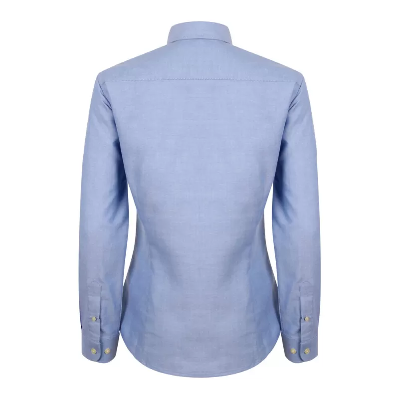 Chemise femme Oxford manches longues en coton infroissable, coupe droite, 150 g/m²
