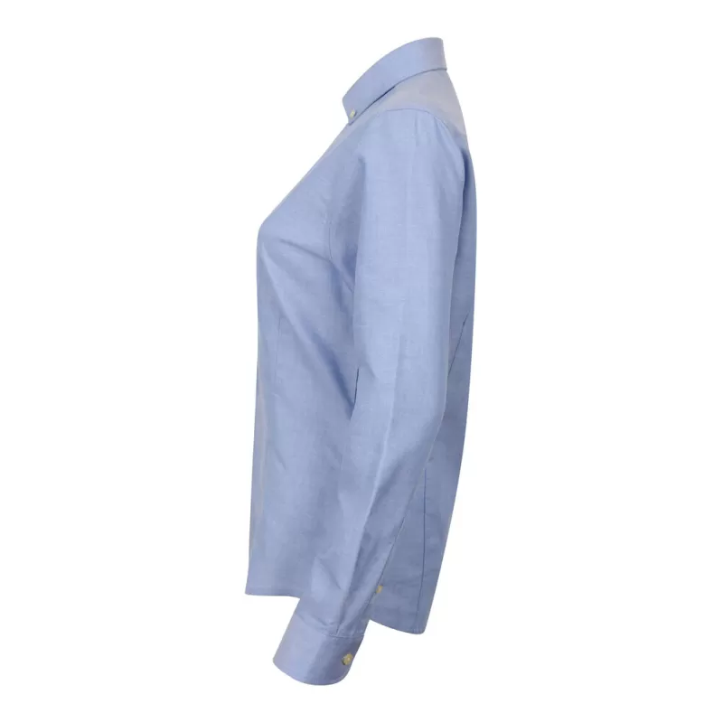 Chemise femme Oxford manches longues en coton infroissable, coupe droite, 150 g/m²