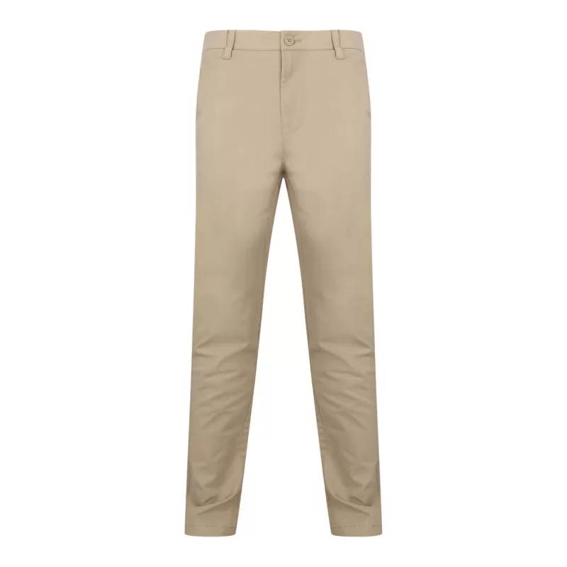 Pantalon homme chino slim en coton élastique, ceinture ajustable, 4 poches, 225 g/m²