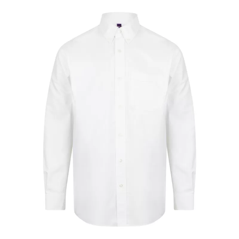 Chemise classique manches longues en polycoton oxford, poche poitrine, 170 g/m²