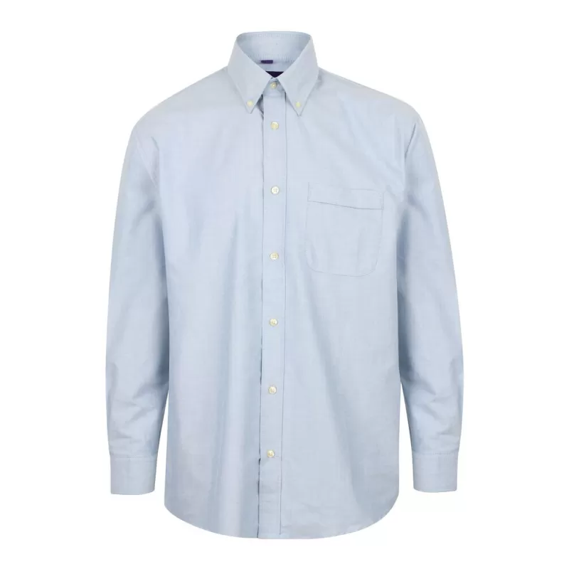 Chemise classique manches longues en polycoton oxford, poche poitrine, 170 g/m²