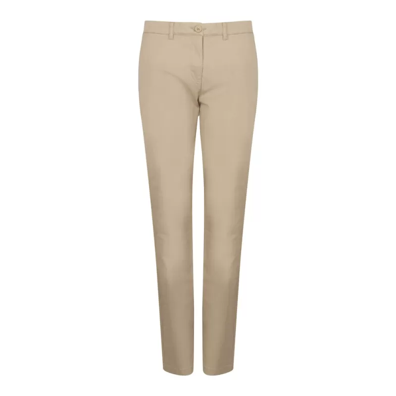 Pantalon femme chino slim en coton élastique, ceinture ajustable, 4 poches, 225 g/m²