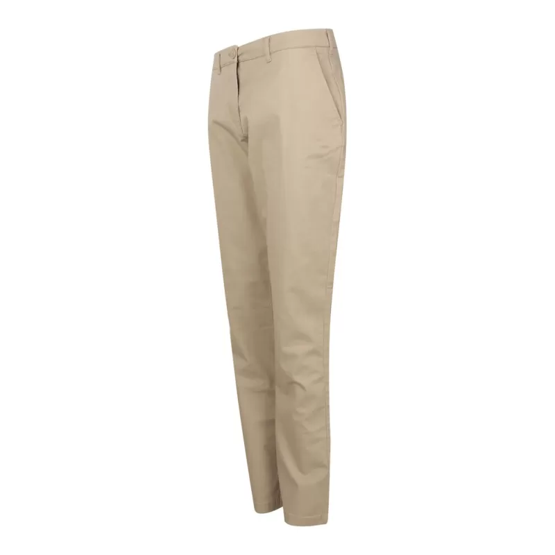 Pantalon femme chino slim en coton élastique, ceinture ajustable, 4 poches, 225 g/m²