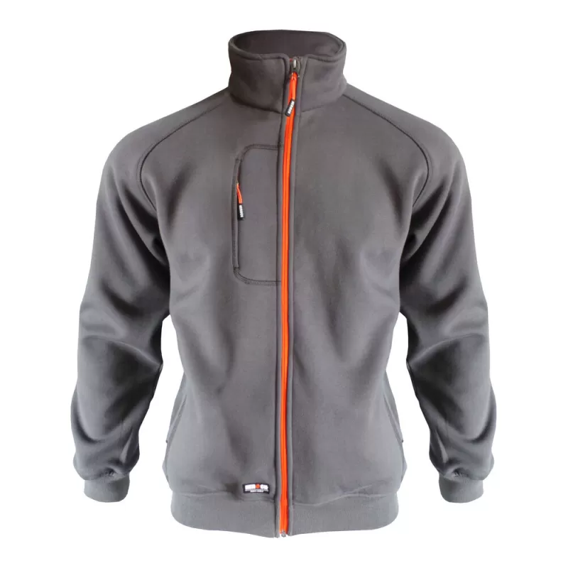 Sweat doublé polaire, pièces renforcées au niveau des coudes, poche poitrine, 430 g/m²