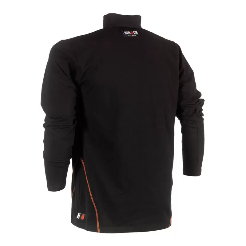 Tee-shirt col roulé manches longues stretch en coton, 200 g/m²
