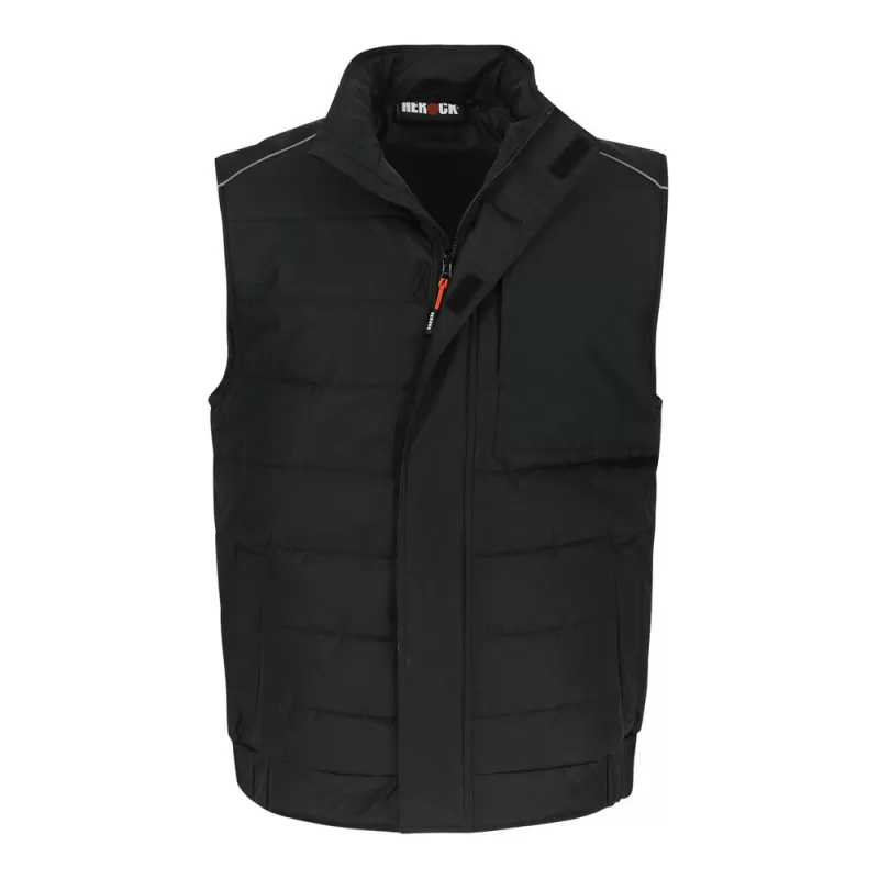 Bodywarmer de travail matelassé multi-poches déperlant, liseré réfléchissant dans le dos