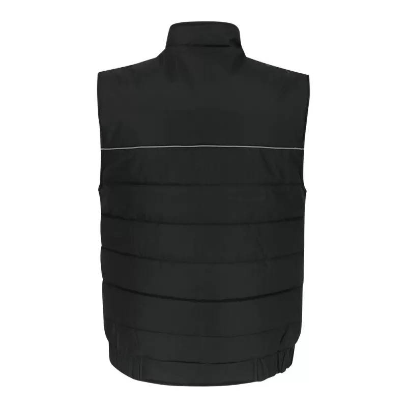 Bodywarmer de travail matelassé multi-poches déperlant, liseré réfléchissant dans le dos