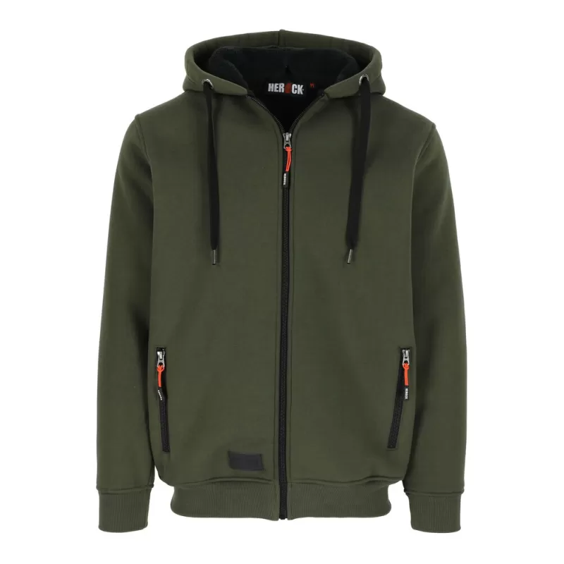 Sweat zippé à capuche déperlant doublé Sherpa imprimé Herock, 600 g/m²