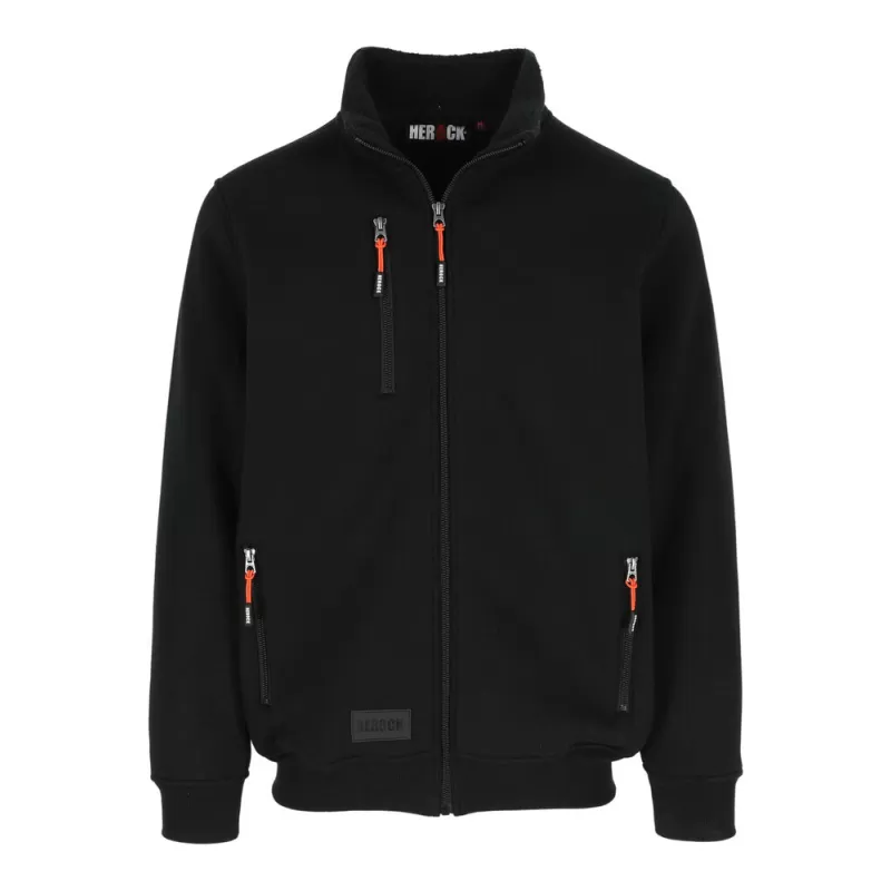 Sweat zippé déperlant doublure Sherpa, fermeture grand zip, poche poitrine, 600 g/m²