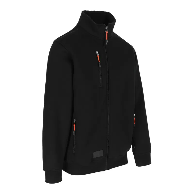 Sweat zippé déperlant doublure Sherpa, fermeture grand zip, poche poitrine, 600 g/m²