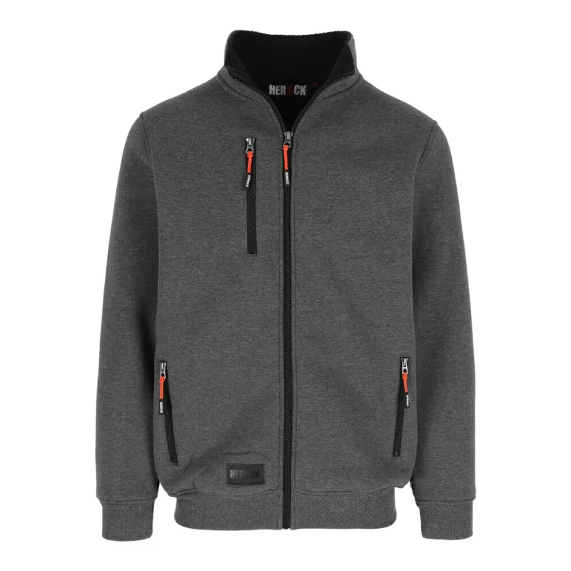 Sweat zippé déperlant doublure Sherpa, fermeture grand zip, poche poitrine, 600 g/m²