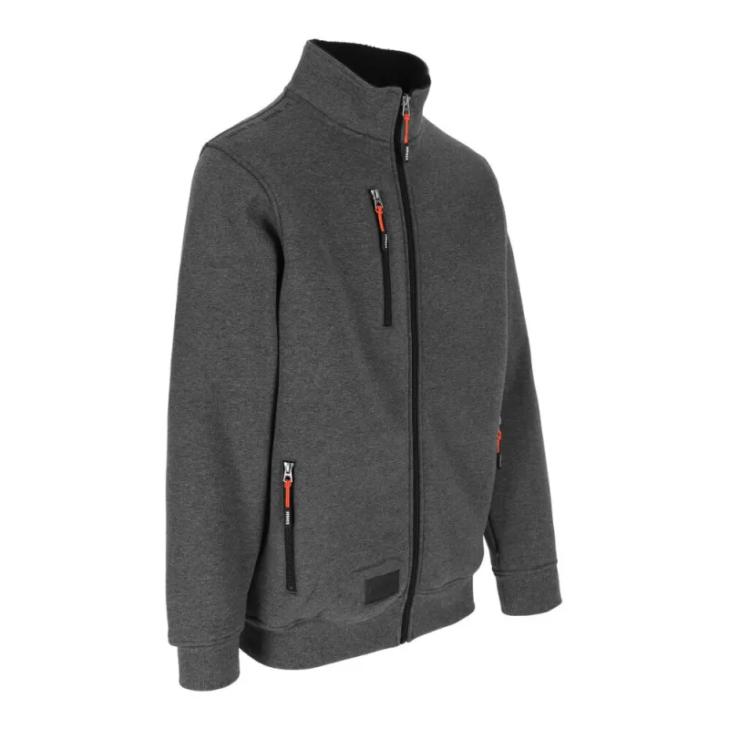 Sweat zippé déperlant doublure Sherpa, fermeture grand zip, poche poitrine, 600 g/m²