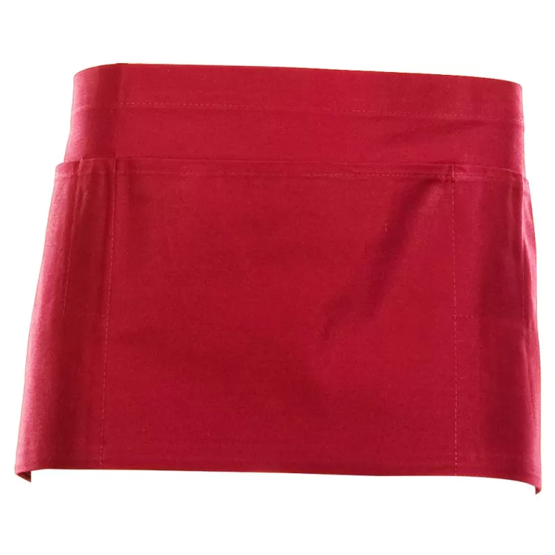 Tablier de barman court en coton, multipoches, 280 g/m²