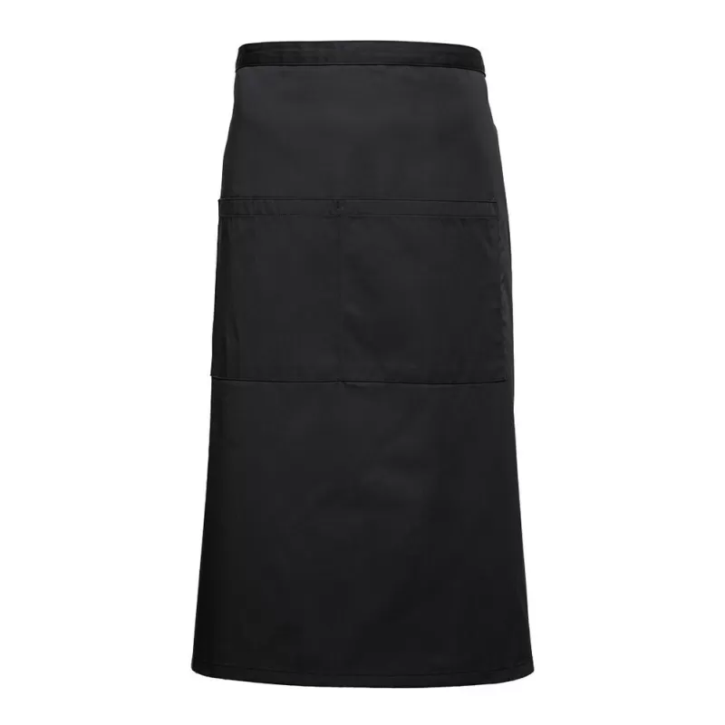 Tablier barman long en coton, 3 poches, 280 g/m²