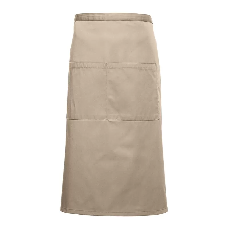Tablier barman long en coton, 3 poches, 280 g/m²