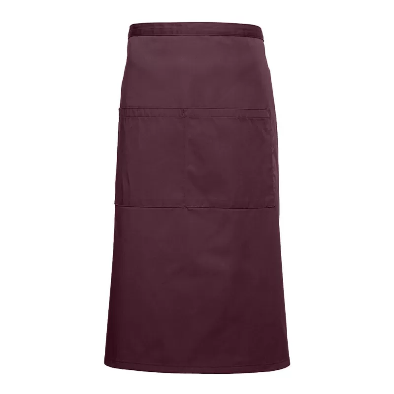 Tablier barman long en coton, 3 poches, 280 g/m²