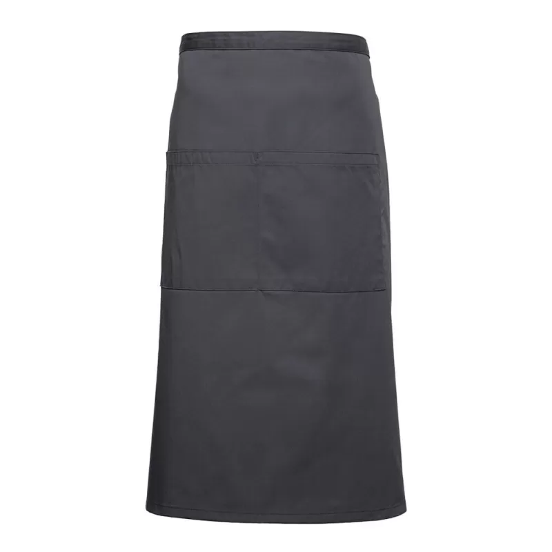 Tablier barman long en coton, 3 poches, 280 g/m²