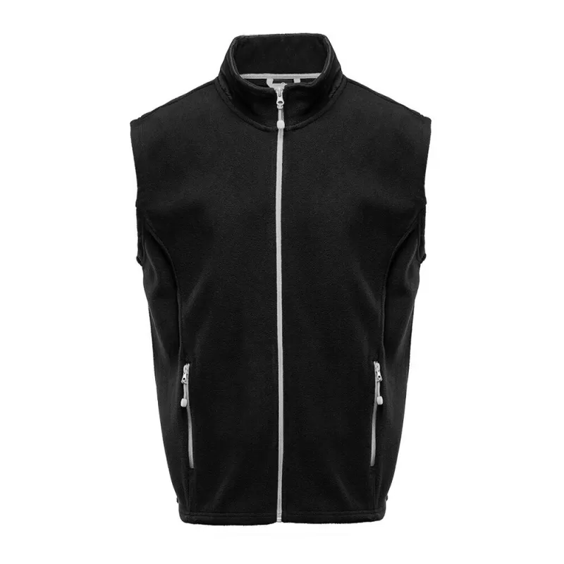 Bodywarmer polaire contrasté, fermeture et poches zippées contrastées, 300 g/m²
