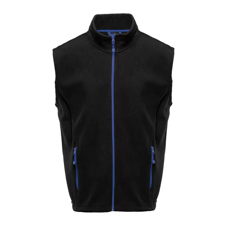 Bodywarmer polaire contrasté, fermeture et poches zippées contrastées, 300 g/m²