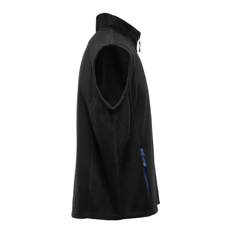 Bodywarmer polaire contrasté, fermeture et poches zippées contrastées, 300 g/m²
