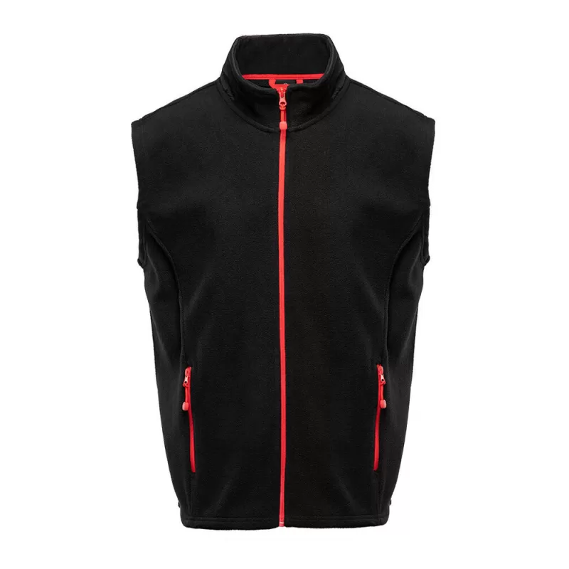 Bodywarmer polaire contrasté, fermeture et poches zippées contrastées, 300 g/m²