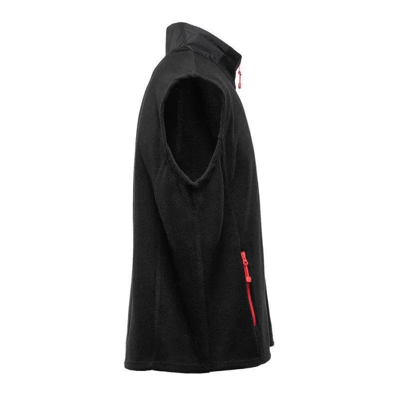 Bodywarmer polaire contrasté, fermeture et poches zippées contrastées, 300 g/m²