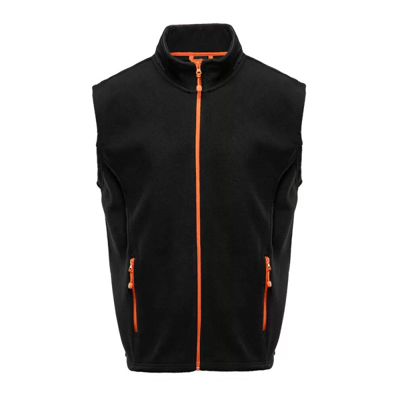 Bodywarmer polaire contrasté, fermeture et poches zippées contrastées, 300 g/m²