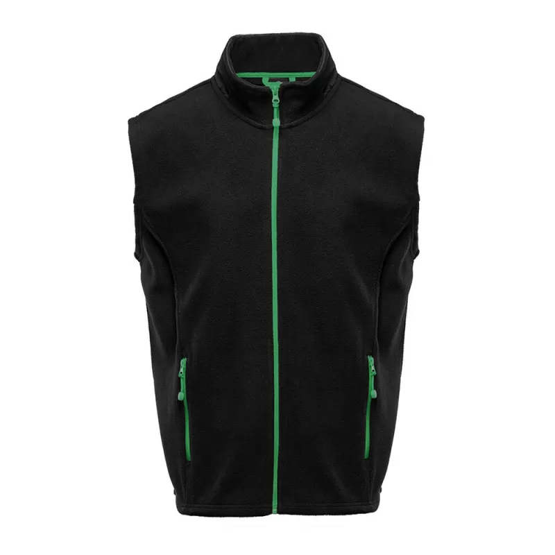 Bodywarmer polaire contrasté, fermeture et poches zippées contrastées, 300 g/m²