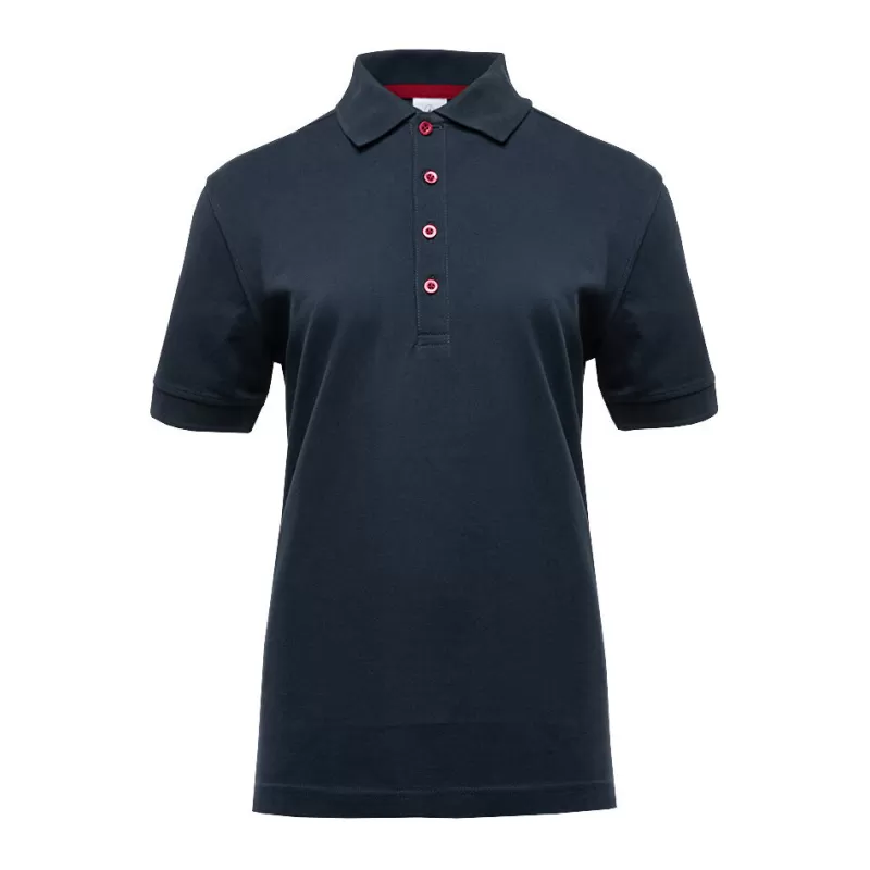 Polo femme avec boutons contrastés en coton piqué lavable à 60°C, 210 g/m²