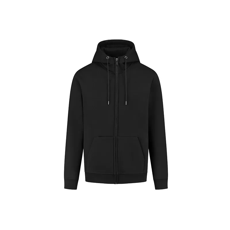 Sweat capuche zippé lourd déperlant et résistant aux tâches en coton bio, 400 g/m²