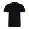 Polo bicolore stretch en coton élasthanne, coupe standard, détails contrastés, 200 g/m²