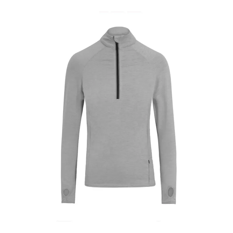 Tee-shirt de sport col zippé, matière stretch, détails réfléchissants, 280 g/m²