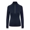 Tee-shirt de sport femme col zippé, matière stretch, détails réfléchissants, 280 g/m²