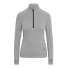 Tee-shirt de sport femme col zippé, matière stretch, détails réfléchissants, 280 g/m²