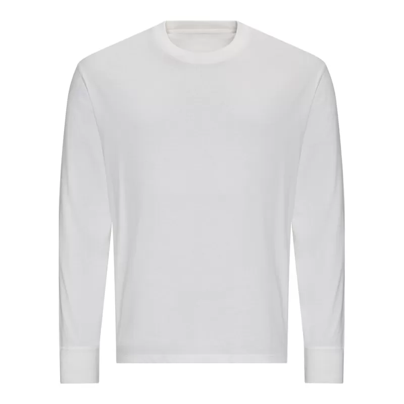 Tee-shirt manches longues oversize en coton, col ras-de-cou en bord côte, 190 g/m²