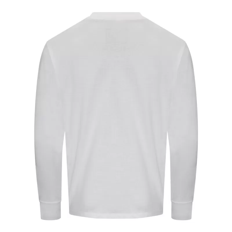 Tee-shirt manches longues oversize en coton, col ras-de-cou en bord côte, 190 g/m²