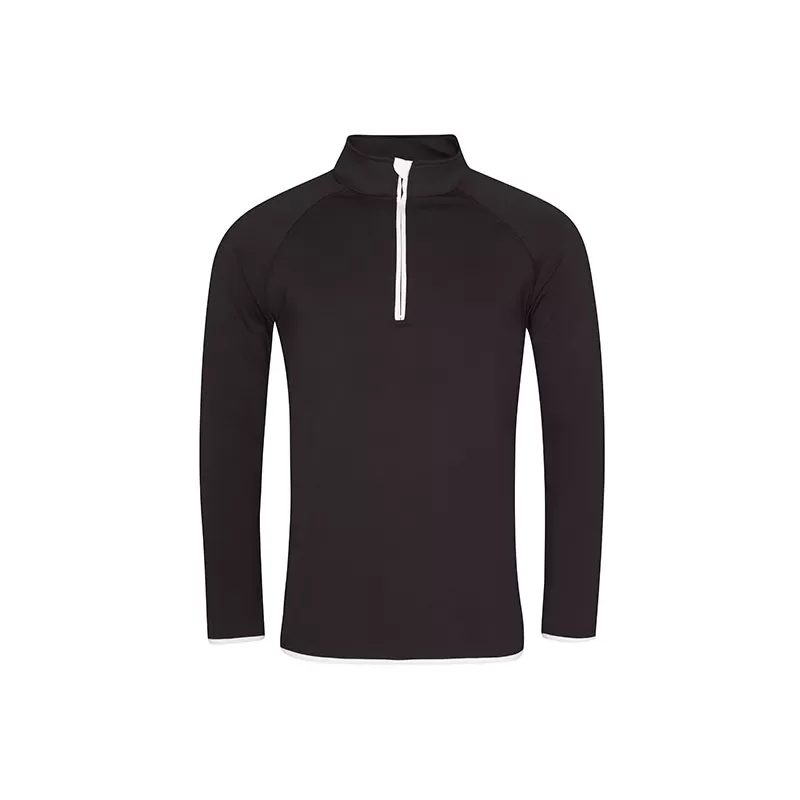 Sweat de sport col zippé, matière stretch, détails réfléchissants, 280 g/m²