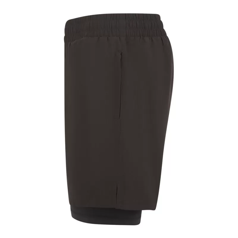 Short en microfibre extensible 4 sens, poches zippées, sous-short intégré, 180 g/m²