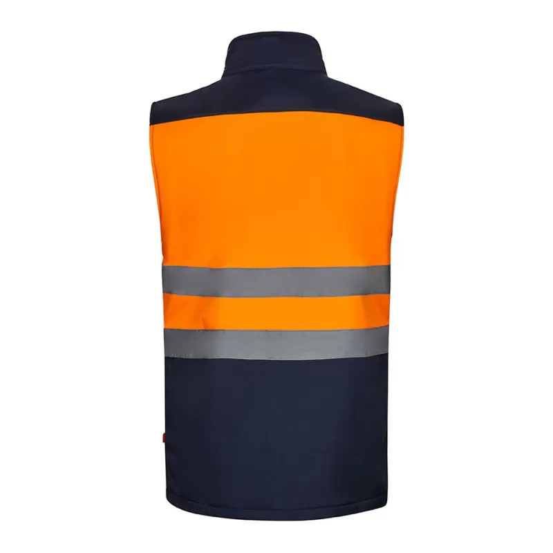 Gilet Softshell bicolore 3 couches haute-visibilité, bandes réfléchissantes, 280 g/m²