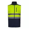 Gilet Softshell bicolore 3 couches haute-visibilité, bandes réfléchissantes, 280 g/m²