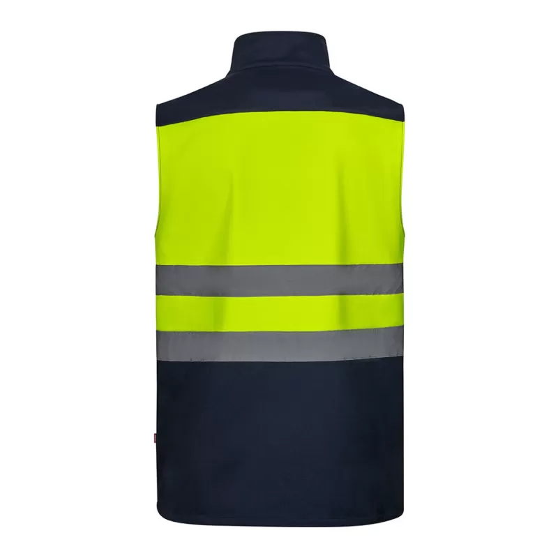 Gilet Softshell bicolore 3 couches haute-visibilité, bandes réfléchissantes, 280 g/m²