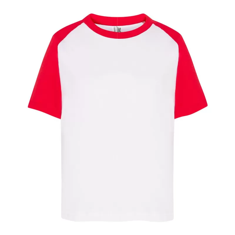 T-shirt baseball enfant, col et manches raglan contrastées en coton pré-rétréci, 155 g/m²