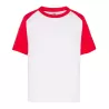 T-shirt baseball enfant, col et manches raglan contrastées en coton pré-rétréci, 155 g/m²