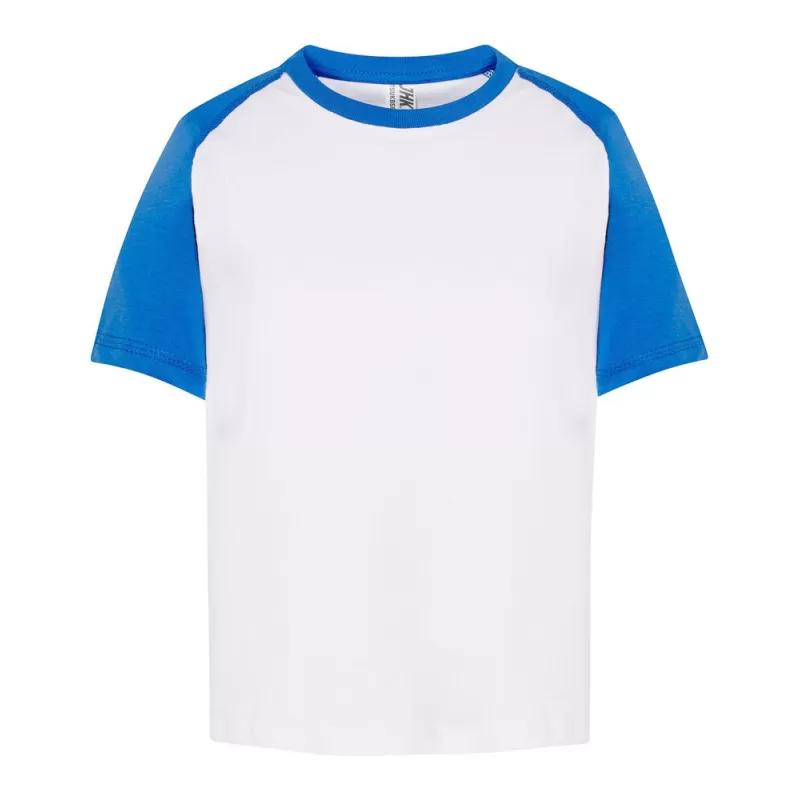 T-shirt baseball enfant, col et manches raglan contrastées en coton pré-rétréci, 155 g/m²