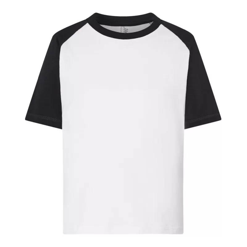 T-shirt baseball enfant, col et manches raglan contrastées en coton pré-rétréci, 155 g/m²