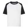 T-shirt baseball enfant, col et manches raglan contrastées en coton pré-rétréci, 155 g/m²